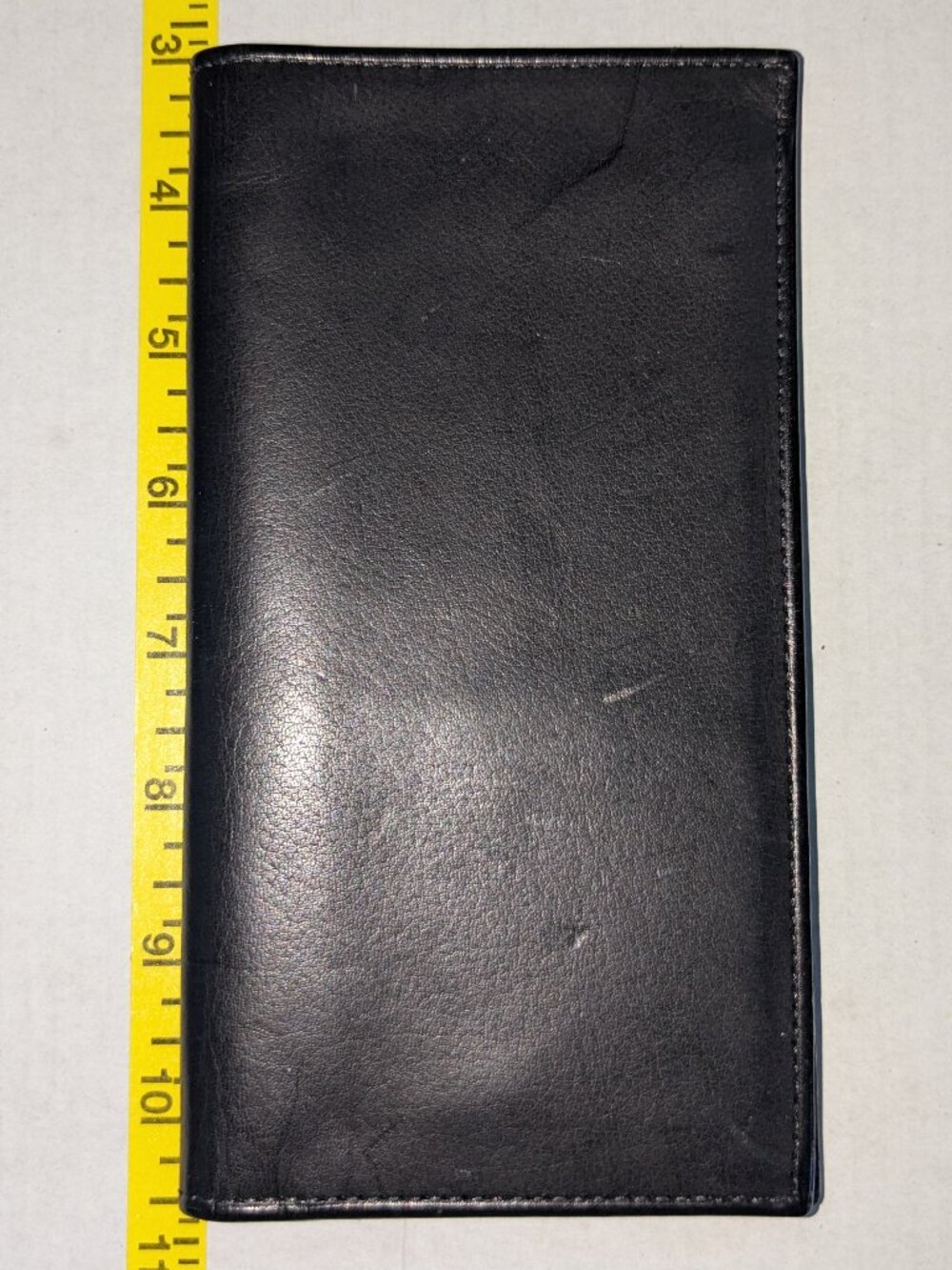 Vintage COACH Breast Pocket Checkbook Holder Black Leather Bifold Wallet